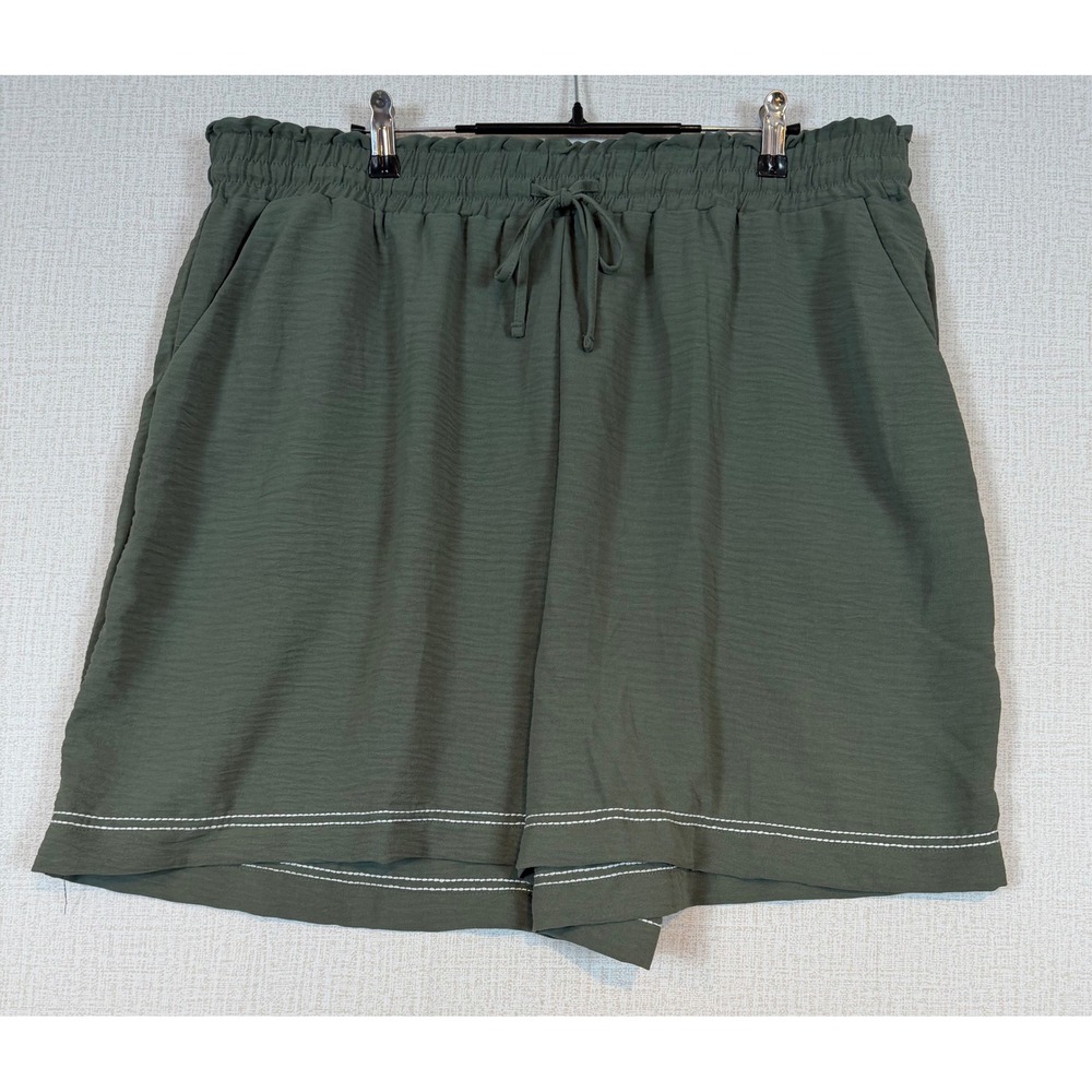 NWT Adrianna Papell Womens Airflow Pull On Shorts Green XXL High Rise Cruise - Picture 2 of 8